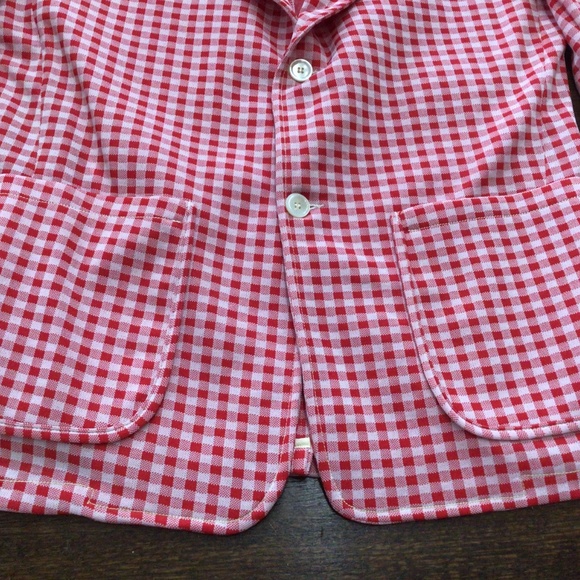 Fun and very funky, vintage leisure suit, red and white check. Size medium - Picture 5 of 12